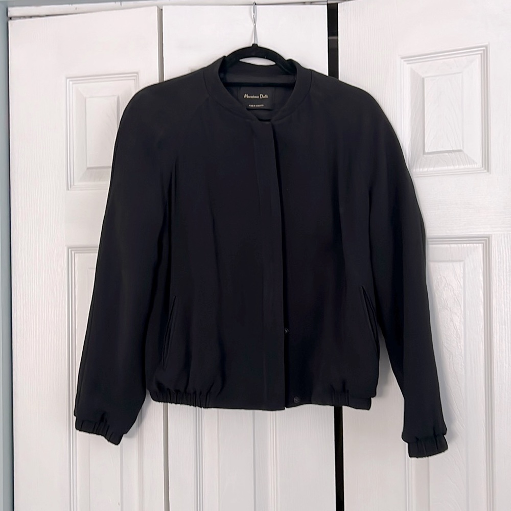 Massimo Dutti Women’s black bomber jacket Size L
